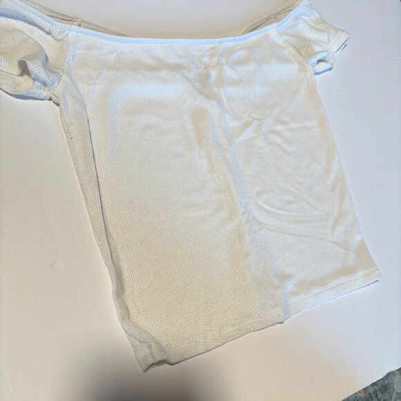 American Eagle Soft and Sexy Ribbed Cropped T-Shirt White Size Small - Picture 4 of 7